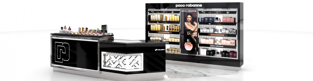 Alexandra Proaño 3d, diseño 3d, renders, proyectos comerciales, retail, Paco Rabanne, SketchUp, Vray