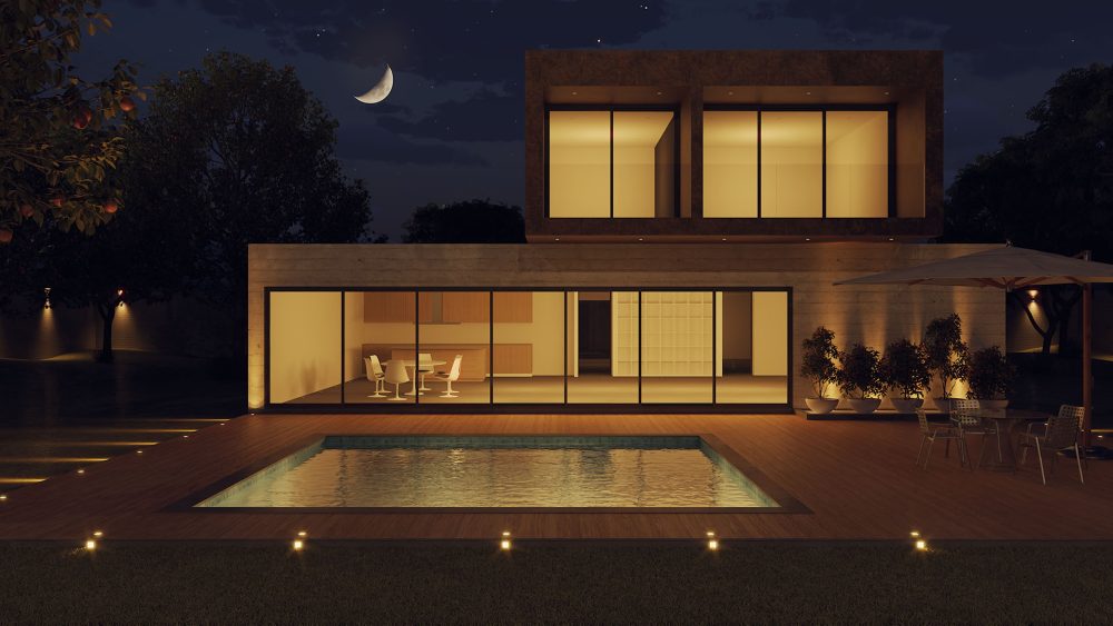 Render nocturno ajustando el Night Sky en V-Ray 7 para SketchUp
