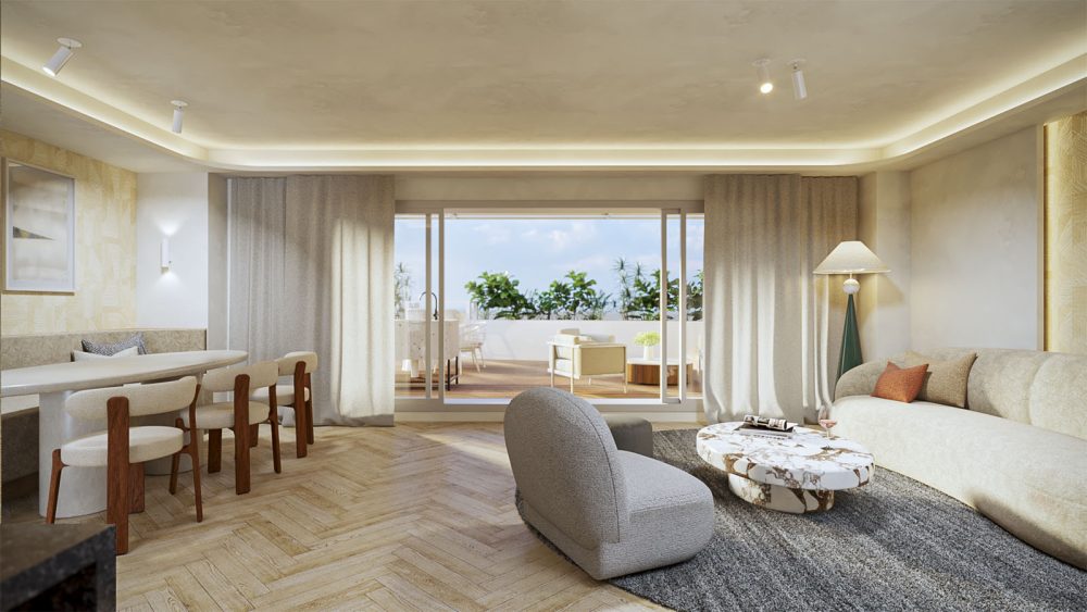 AP3D - Renders para proyectos de interiorismo: Sala de estar del proyecto Esplugues