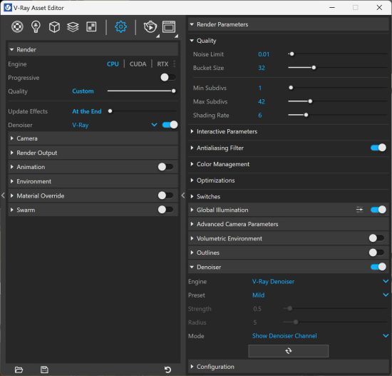 Reducir el ruido de tus renders en V-Ray para SketchUp: ajustes de Noise Limit.