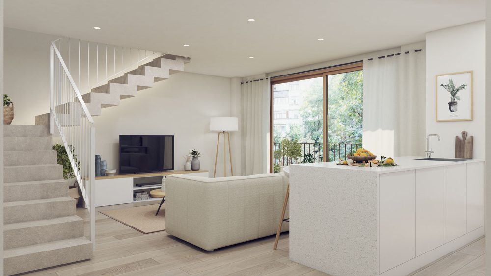 AP3D - Edificio Les Baumes: Salón dúplex