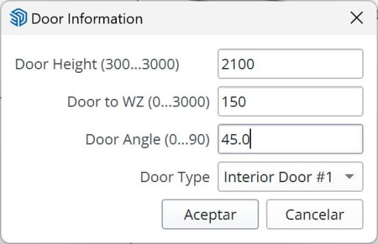 MAJ Door: ventana de ajustes