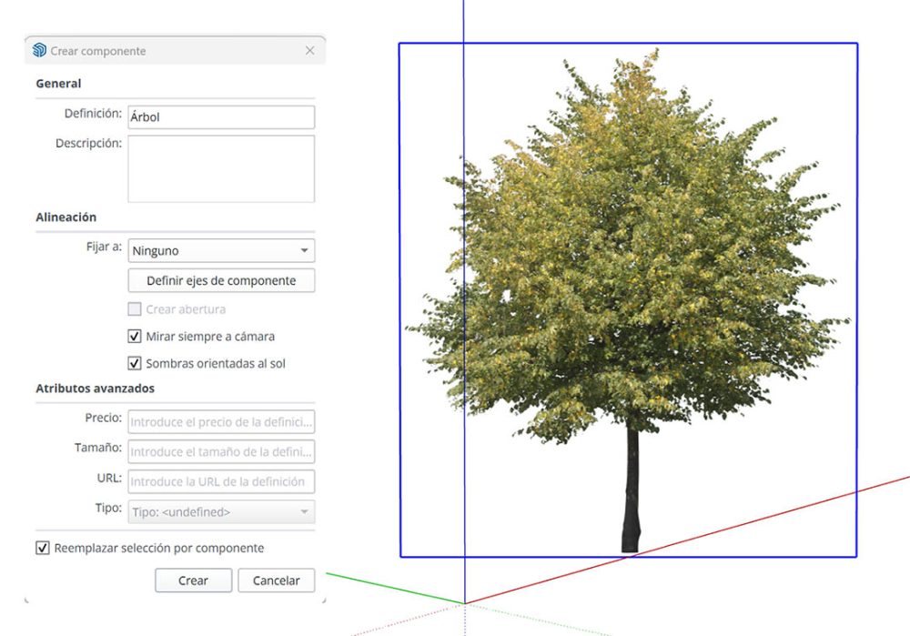 Componentes en SketchUp: Componentes que miran siempre a cámara