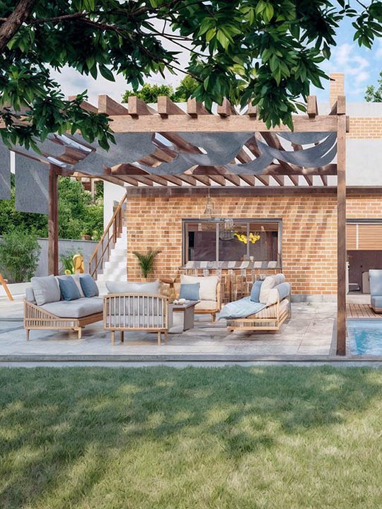 Renders exteriores: proyecto arquitectónico de una vivienda unifamiliar