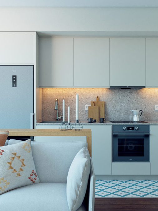 Render interior para una promoción inmobiliaria