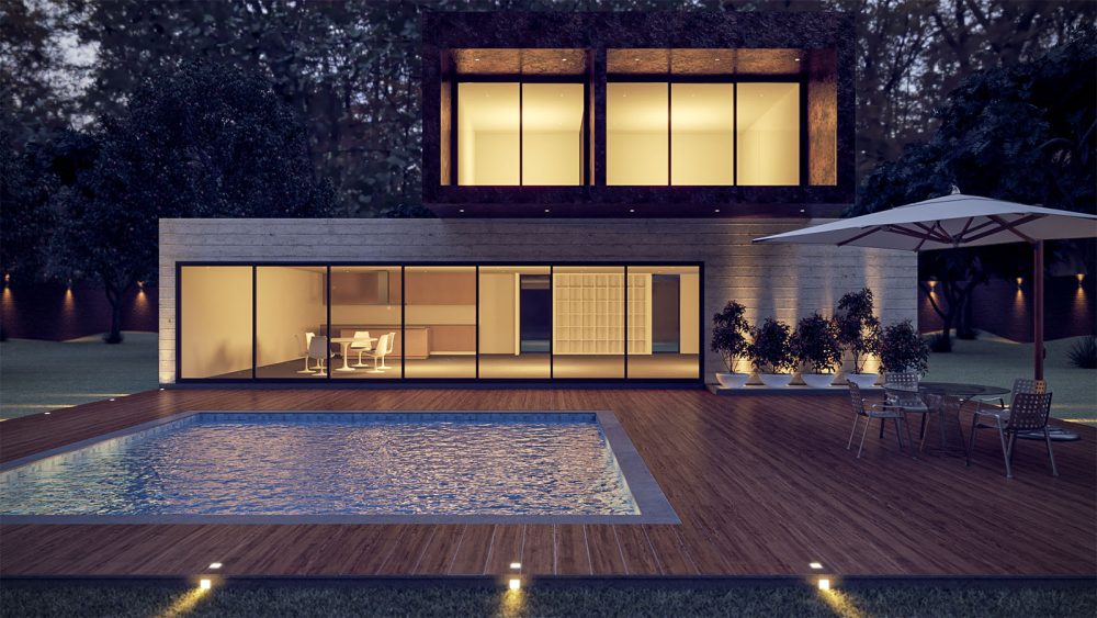 Formas de iluminar interiores: Render nocturno