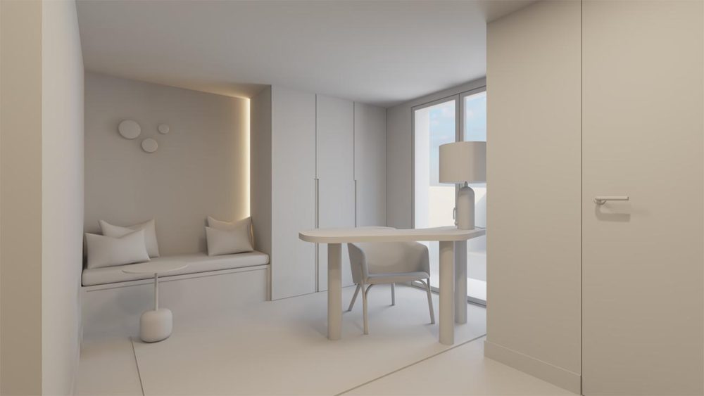 Recibidor del proyecto Esplugues: estudio de iluminación