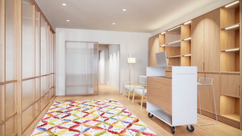 AP3D: Renders de interiorismo comercial - Recepción Centro de Yoga